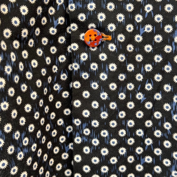 Tallia Mens Blue Starburst Collard Button Up Dress Up Shirt Sz. Medium M 15 1/2 - Picture 9 of 11